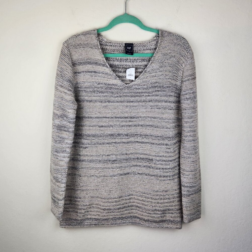 NWT GAP Lurex Metallic Wool Mohair Blend Oversized V-Neck Knit Sweater sz M